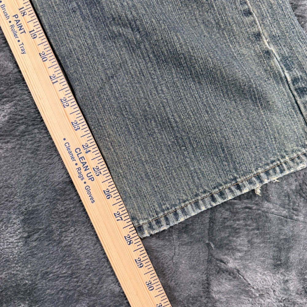 Red Snap Mens Straight Leg Jeans Blue‎ 100 Cotton Faded Distressed Size 36x28 - Picture 7 of 11